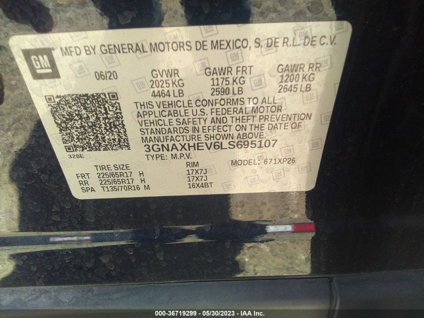 2020 CHEVROLET EQUINOX LS - 3GNAXHEV6LS695107