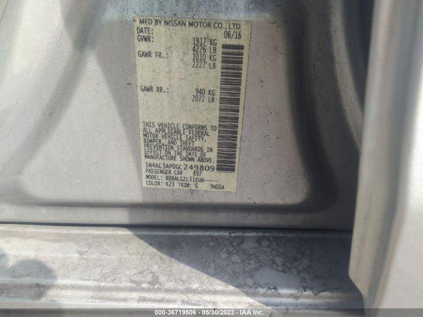 2016 NISSAN ALTIMA 2.5 - 1N4AL3AP0GC249809