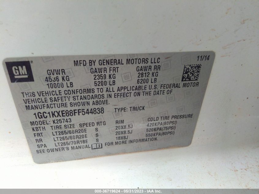 2015 CHEVROLET SILVERADO 2500HD BUILT HIGH COUNTRY - 1GC1KXE88FF544838