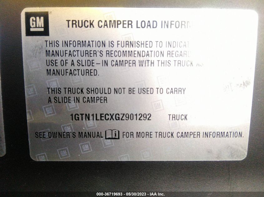 2016 GMC SIERRA 1500 - 1GTN1LECXGZ901292