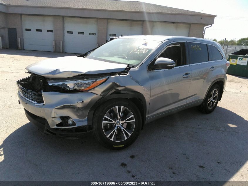 2016 TOYOTA HIGHLANDER XLE - 5TDJKRFH1GS297335