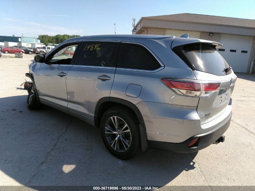 2016 TOYOTA HIGHLANDER XLE - 5TDJKRFH1GS297335