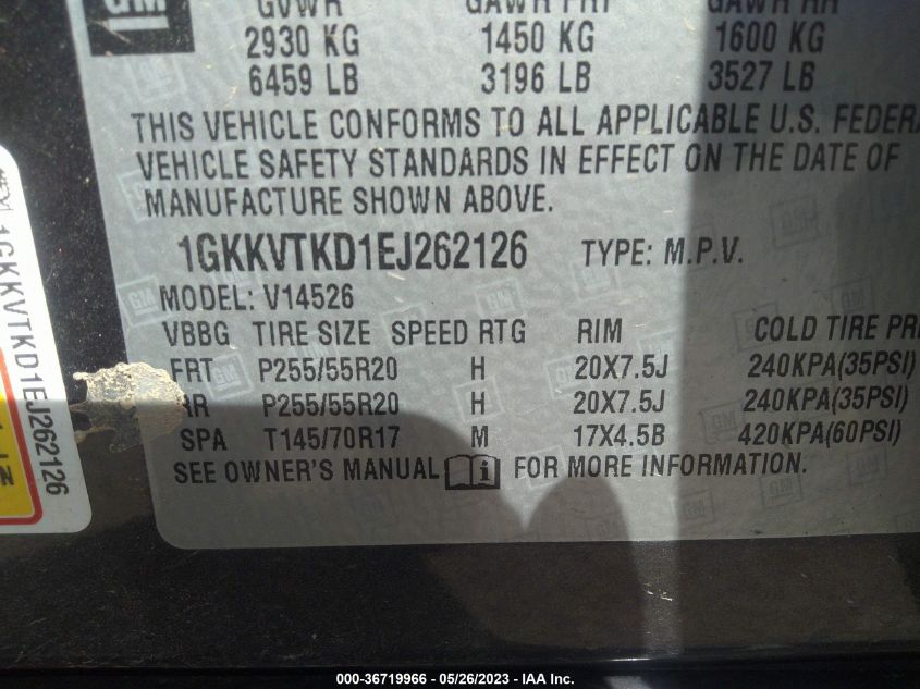 2014 GMC ACADIA DENALI - 1GKKVTKD1EJ262126