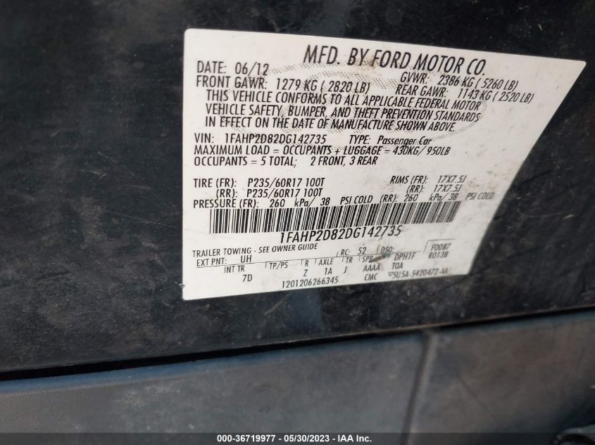 2013 FORD TAURUS SE - 1FAHP2D82DG142735