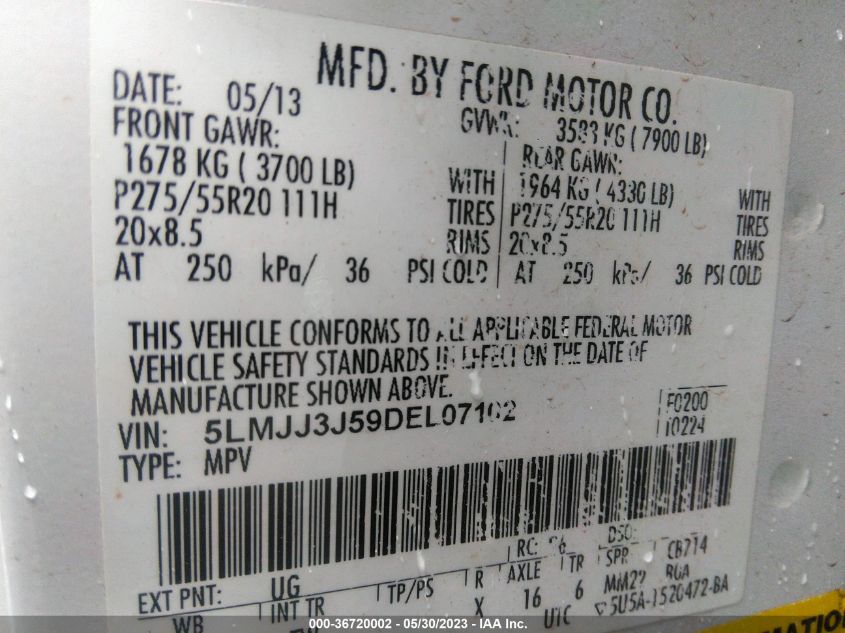 2013 LINCOLN NAVIGATOR L - 5LMJJ3J59DEL07102