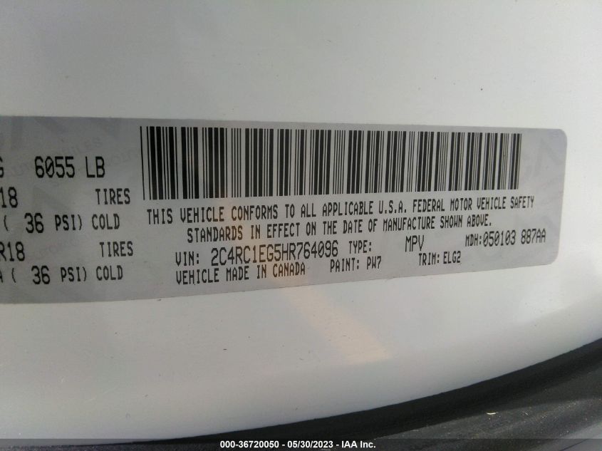 2017 CHRYSLER PACIFICA TOURING-L PLUS - 2C4RC1EG5HR764096