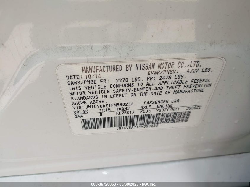 2015 INFINITI Q40 JN1CV6AP1FM580232