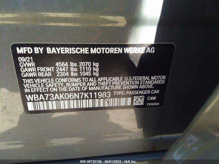 2022 BMW 2 SERIES 228I XDRIVE - WBA73AK06N7K11983