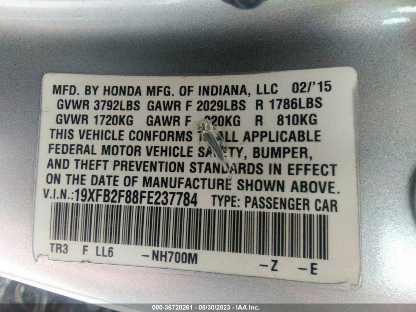2015 HONDA CIVIC SEDAN EX - 19XFB2F88FE237784