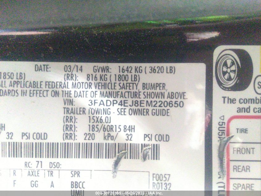 2014 FORD FIESTA SE - 3FADP4EJ8EM220650