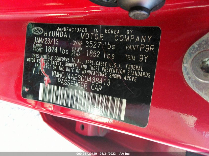 2013 HYUNDAI ACCENT GLS - KMHCU4AE3DU438413