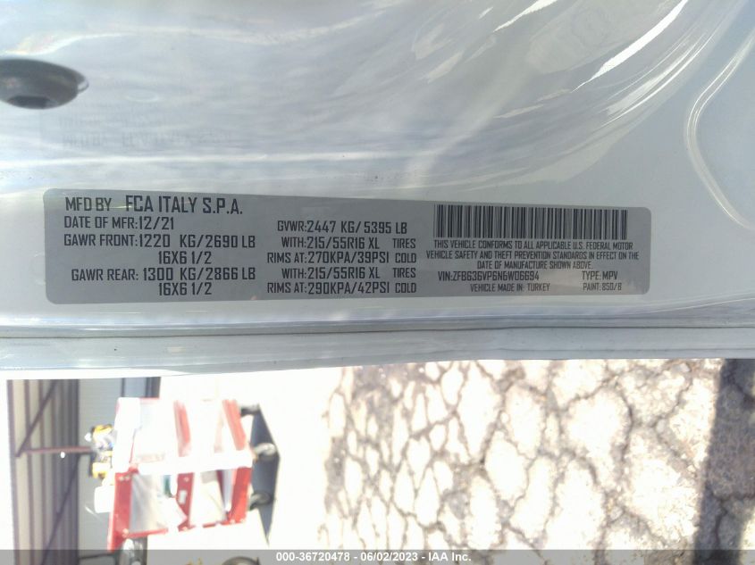 2022 RAM PROMASTER CITY - ZFB636VP6N6W06694