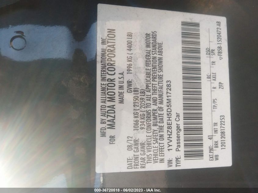 2013 MAZDA MAZDA6 I TOURING PLUS - 1YVHZ8EH5D5M17283