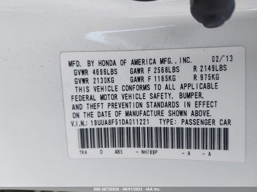 2013 ACURA TL TECH - 19UUA8F51DA011221