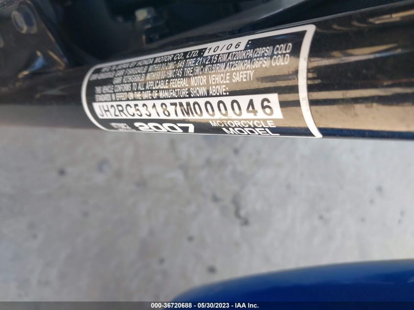 2007 HONDA VT750 C2 JH2RC53187M000046