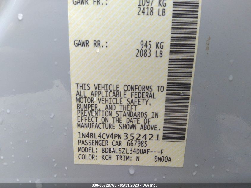 2023 NISSAN ALTIMA 2.5 SR - 1N4BL4CV4PN352421