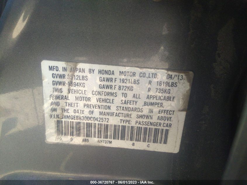 2013 HONDA FIT - JHMGE8H30DC042572