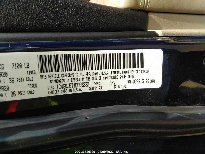 2013 DODGE DURANGO CITADEL - 1C4SDJET4DC662321