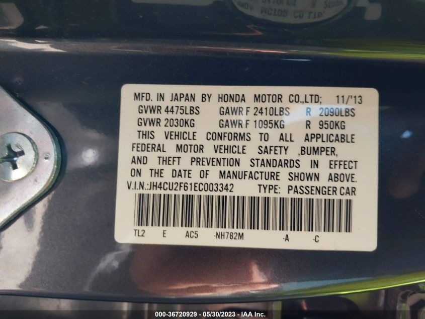 2014 ACURA TSX TECH PKG JH4CU2F61EC003342