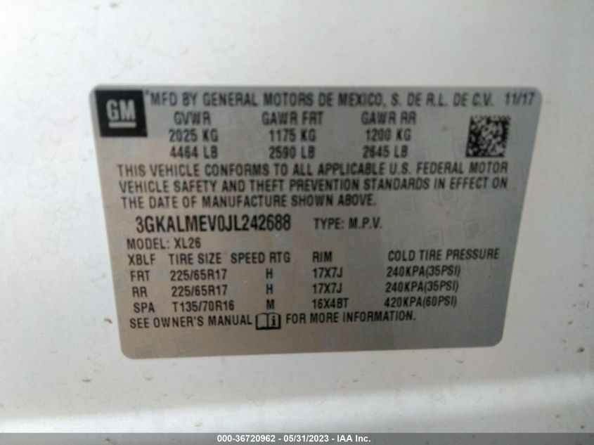 2018 GMC TERRAIN SLE - 3GKALMEV0JL242688