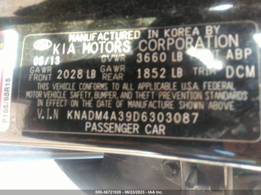 2013 KIA RIO LX - KNADM4A39D6303087