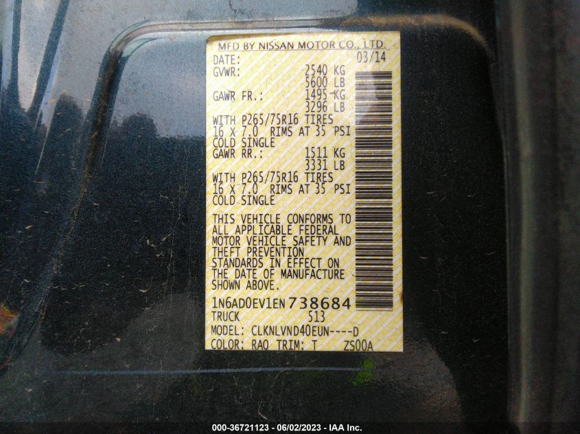 2014 NISSAN FRONTIER PRO-4X - 1N6AD0EV1EN738684