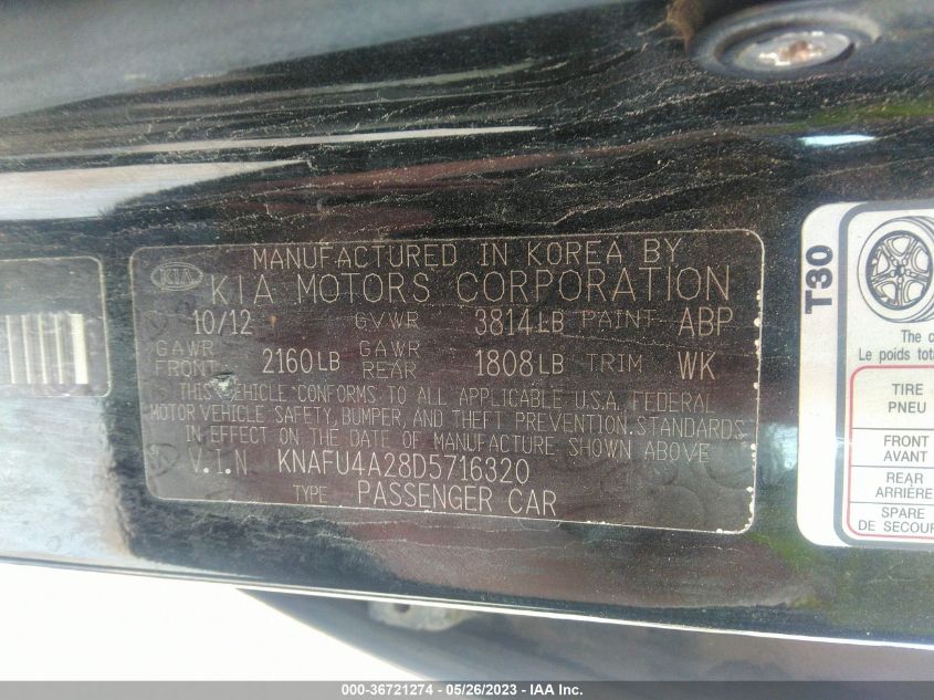 2013 KIA FORTE EX - KNAFU4A28D5716320