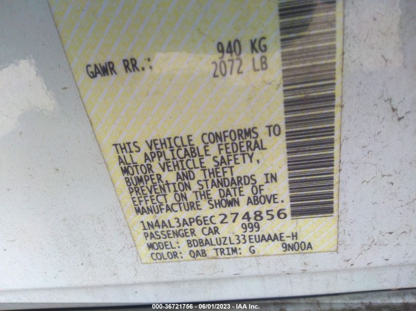 2014 NISSAN ALTIMA 2.5 SV - 1N4AL3AP6EC274856