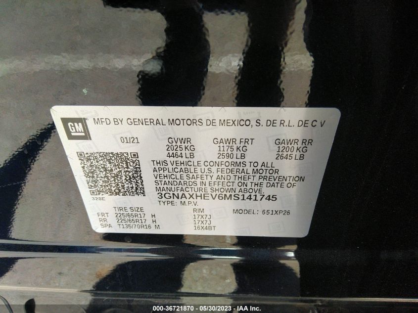2021 CHEVROLET EQUINOX LS - 3GNAXHEV6MS141745