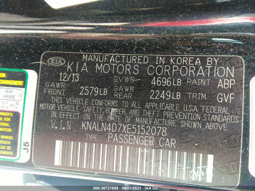 2014 KIA CADENZA PREMIUM - KNALN4D7XE5152078