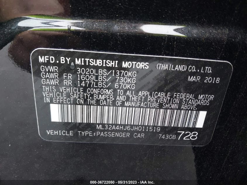 2018 MITSUBISHI MIRAGE SE - ML32A4HJ6JH011519