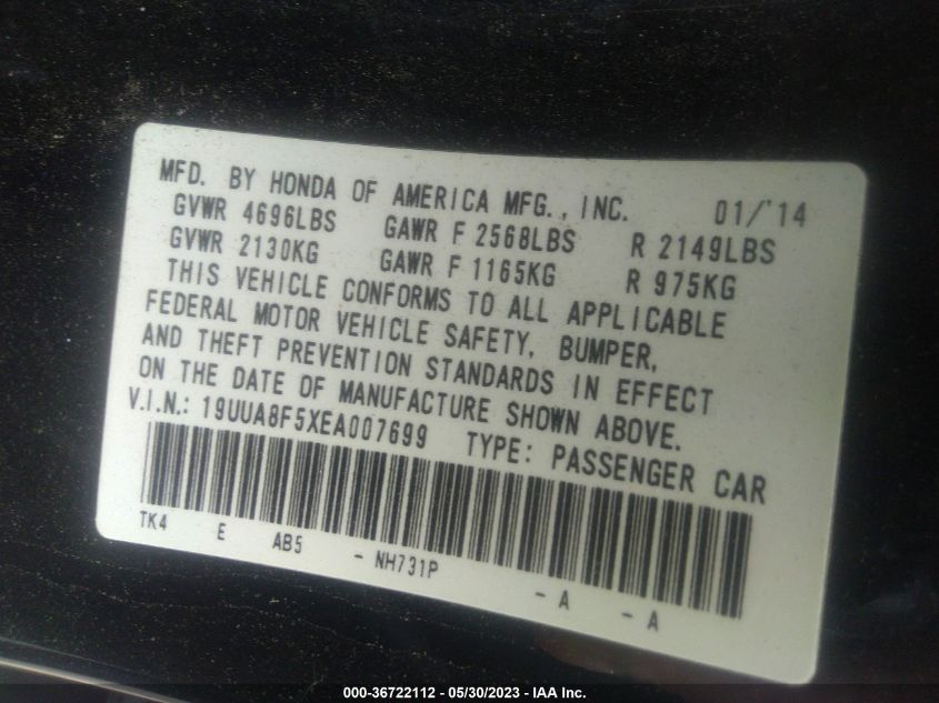 2014 ACURA TL TECH - 19UUA8F5XEA007699