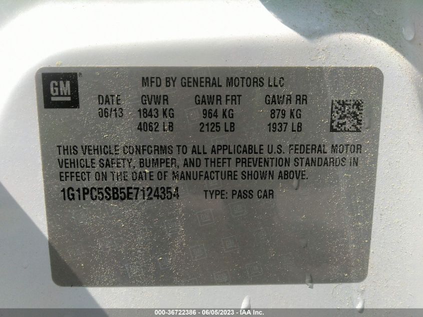 2014 CHEVROLET CRUZE 1LT - 1G1PC5SB5E7124354