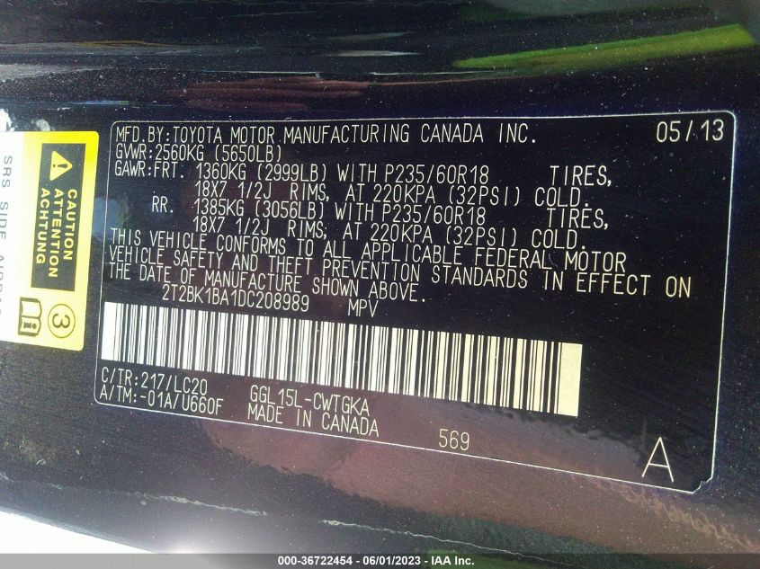 2013 LEXUS RX 350 - 2T2BK1BA1DC208989