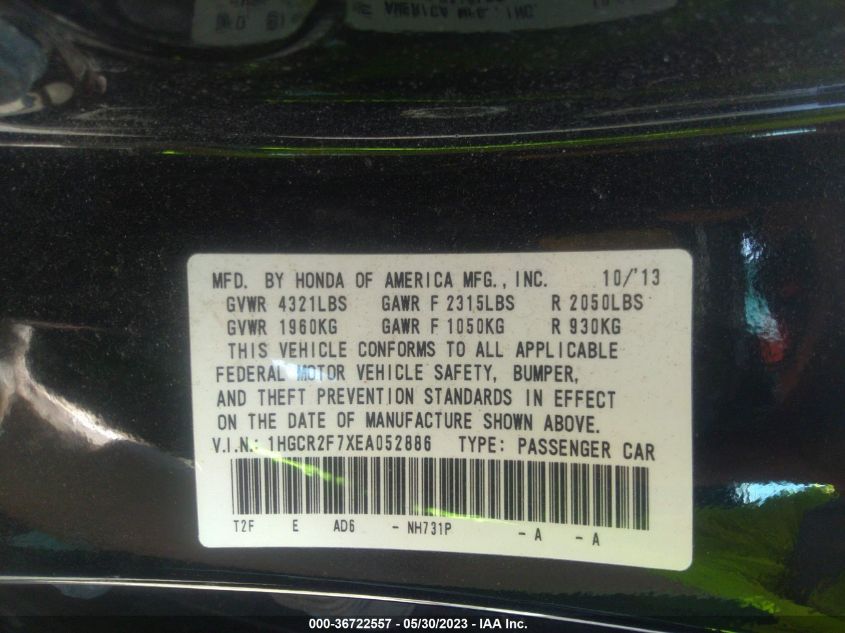 2014 HONDA ACCORD SEDAN EX - 1HGCR2F7XEA052886