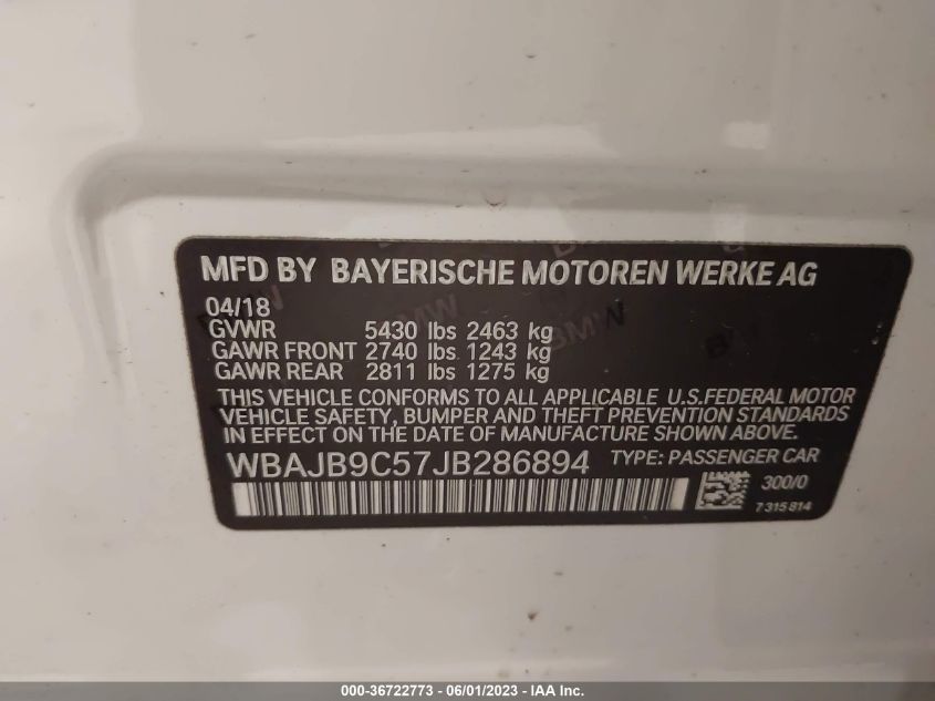 2018 BMW 5 SERIES M550I XDRIVE - WBAJB9C57JB286894