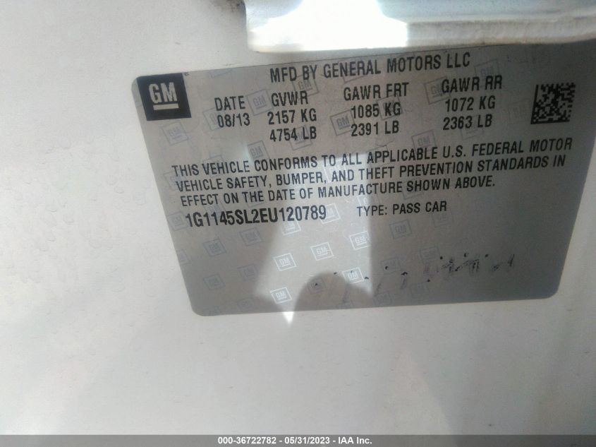 2014 CHEVROLET IMPALA LTZ - 1G1145SL2EU120789