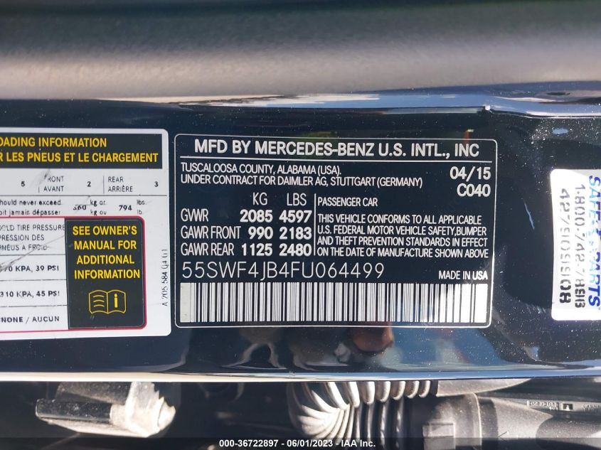 2015 MERCEDES-BENZ C-CLASS C 300 - 55SWF4JB4FU064499