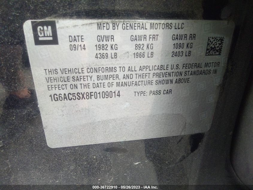 2015 CADILLAC ATS SEDAN PERFORMANCE RWD - 1G6AC5SX8F0109014
