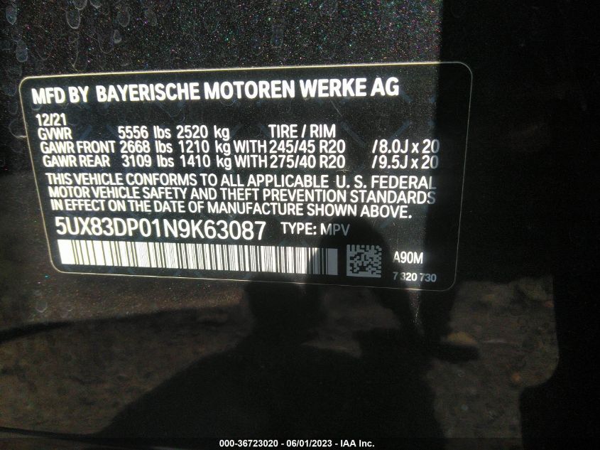 2022 BMW X3 M40I - 5UX83DP01N9K63087
