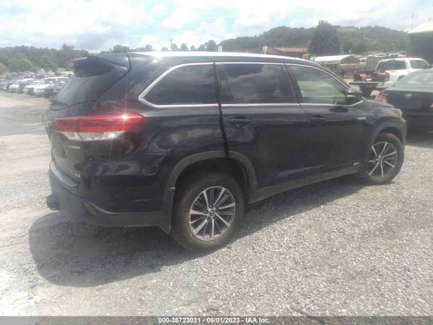 2019 TOYOTA HIGHLANDER HYBRID XLE - 5TDJGRFH0KS070387