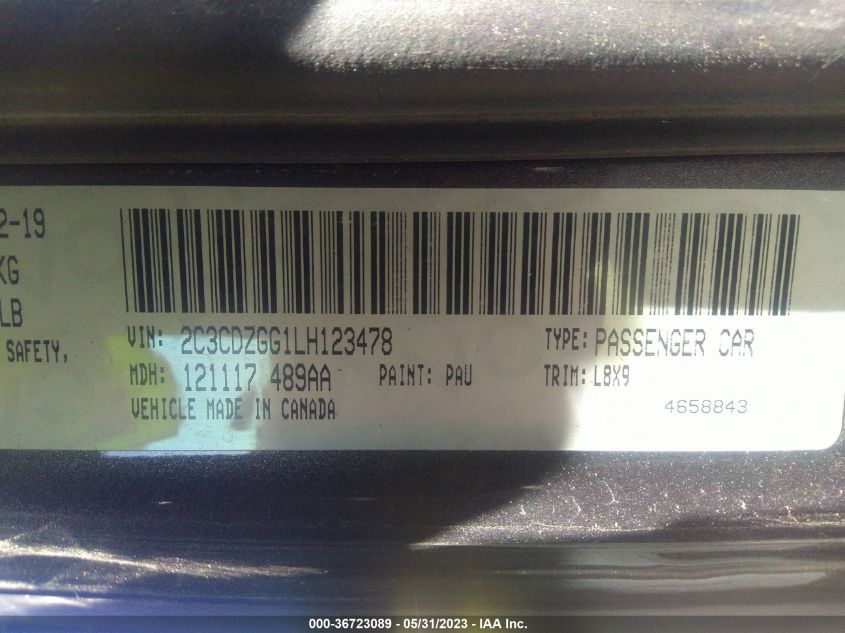 2020 DODGE CHALLENGER SXT - 2C3CDZGG1LH123478
