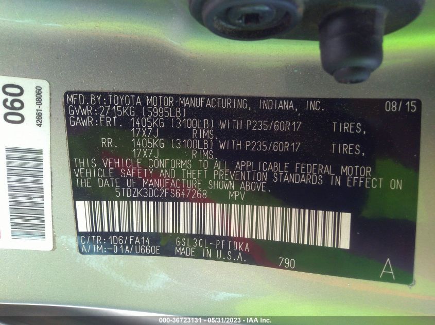 2015 TOYOTA SIENNA L - 5TDZK3DC2FS647268
