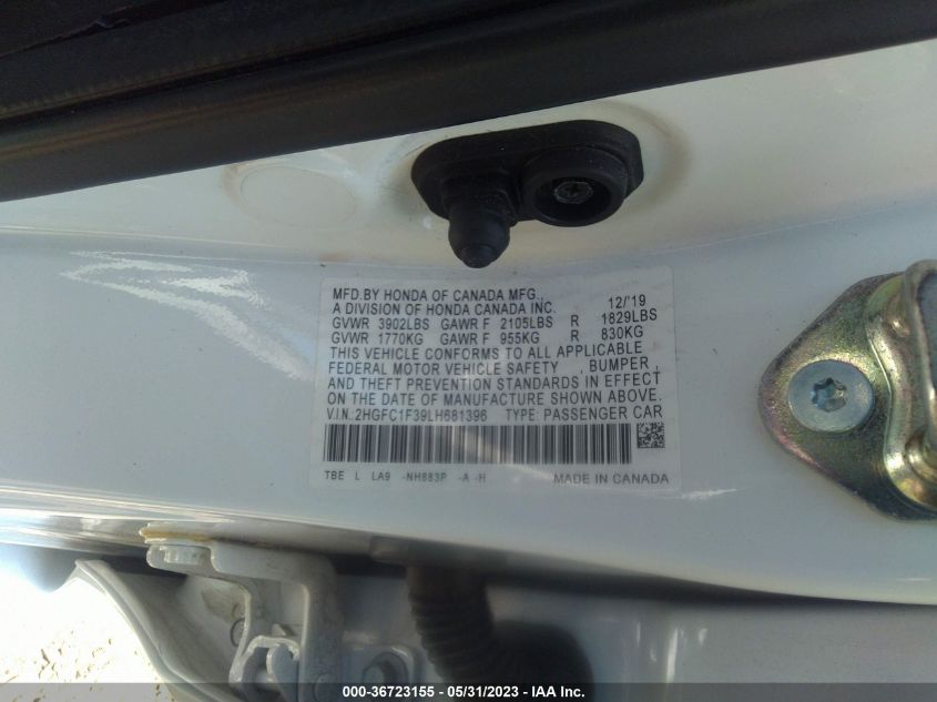 2020 HONDA CIVIC SEDAN EX - 2HGFC1F39LH681396