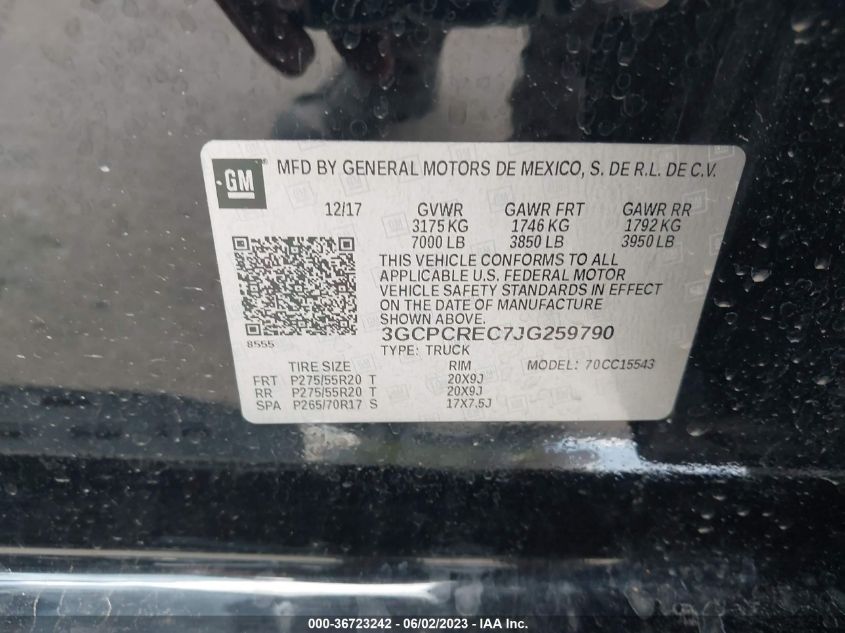 2018 CHEVROLET SILVERADO 1500 LT - 3GCPCREC7JG259790