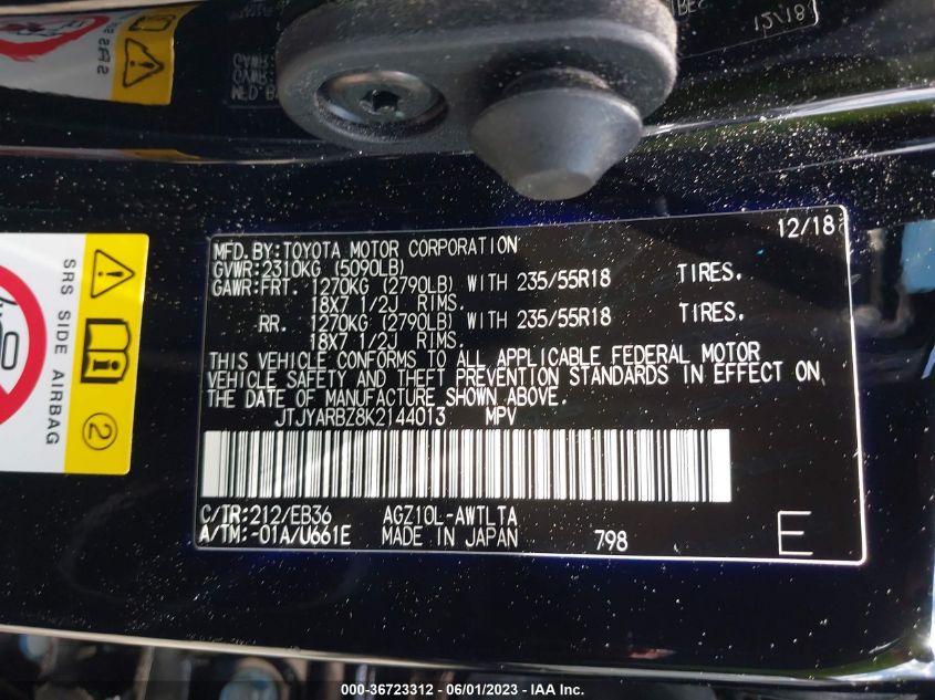 2019 LEXUS NX NX 300 - JTJYARBZ8K2144013