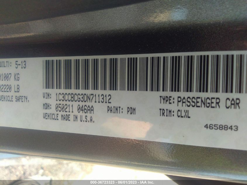 2013 CHRYSLER 200 LIMITED - 1C3CCBCG3DN711312