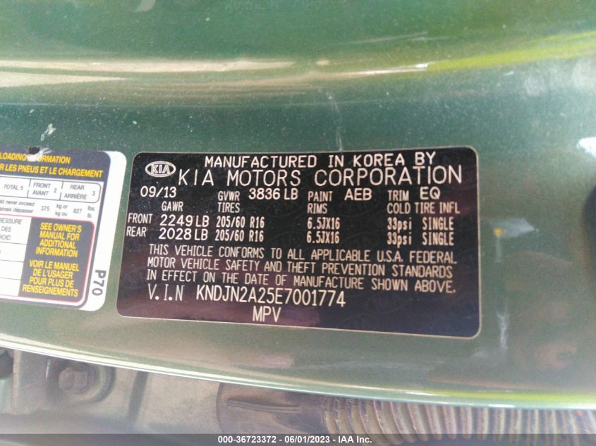 2014 KIA SOUL BASE - KNDJN2A25E7001774