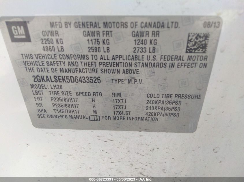 2013 GMC TERRAIN SLE - 2GKALSEK5D6433526