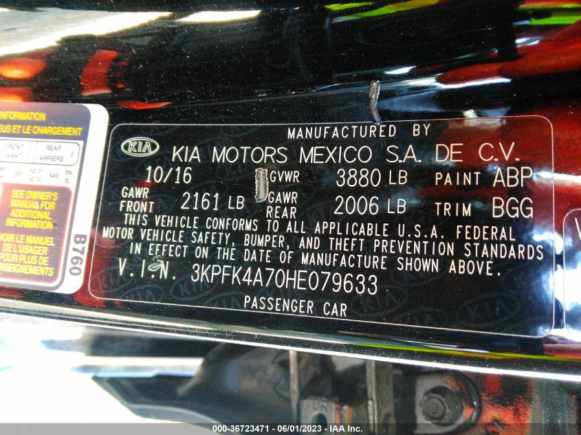 2017 KIA FORTE LX - 3KPFK4A70HE079633